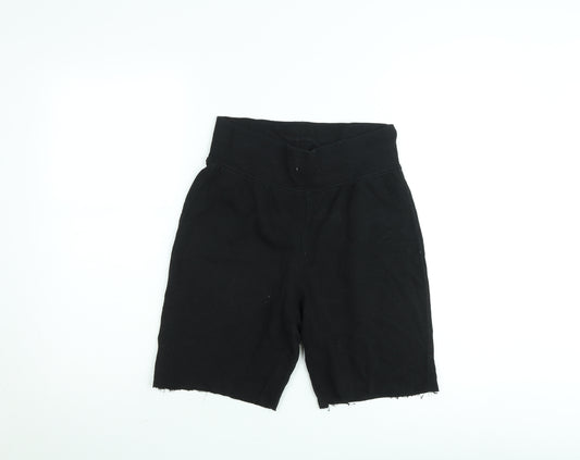 H&M Women Black Biker Shorts Size S Cotton Blend High Waist