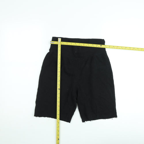 H&M Women Black Biker Shorts Size S Cotton Blend High Waist