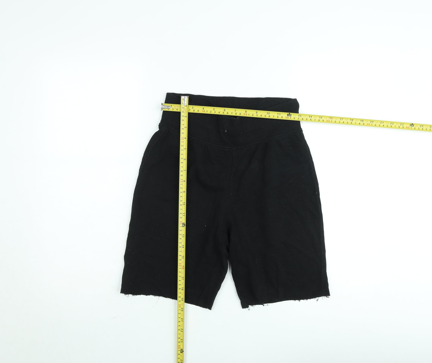 H&M Women Black Biker Shorts Size S Cotton Blend High Waist