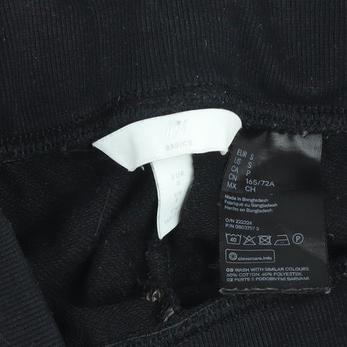 H&M Women Black Biker Shorts Size S Cotton Blend High Waist