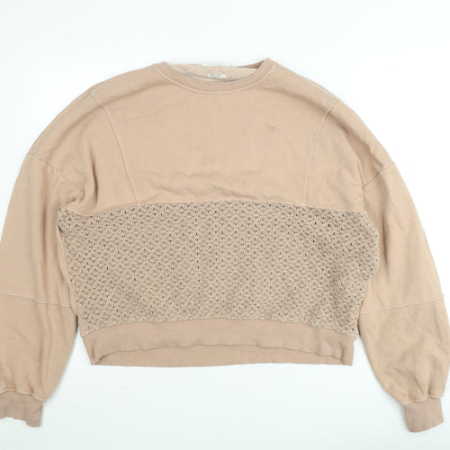 Reserved Women’s Beige Crochet Panel Pullover Sweatshirt L