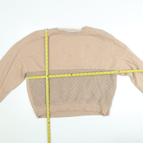 Reserved Women’s Beige Crochet Panel Pullover Sweatshirt L