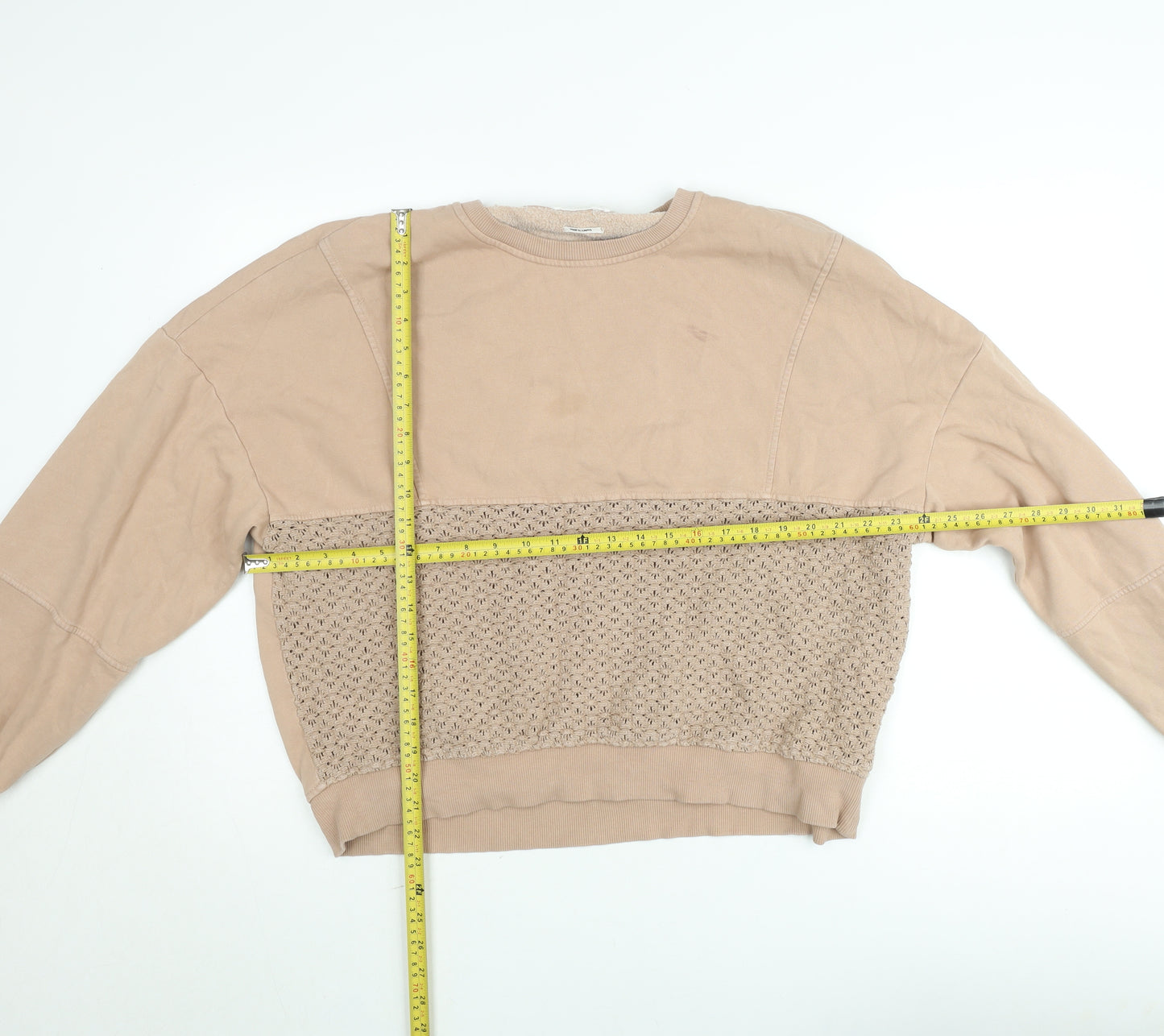 Reserved Women’s Beige Crochet Panel Pullover Sweatshirt L