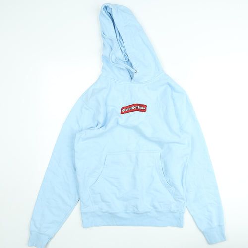 GeorgeNotFound Light Blue Women's Hoodie Small Pullover Cotton Blend