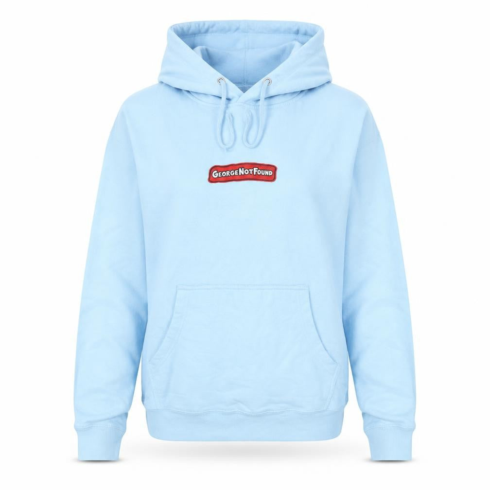 Front view of GeorgeNotFound Light Blue Women's Hoodie Small Pullover Cotton Blend