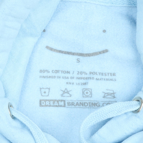 GeorgeNotFound Light Blue Women's Hoodie Small Pullover Cotton Blend