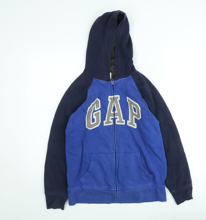 GAP Kids Boys Blue Fleece Lined Full Zip Hoodie Jacket Size 16 Years