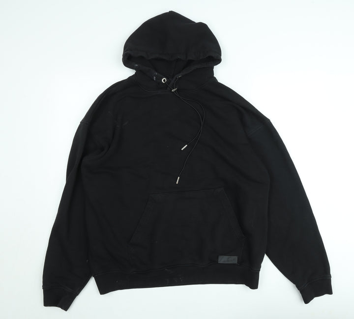 Couture Men’s Black Pullover Hoodie Size L Cotton Logo Sweatshirt