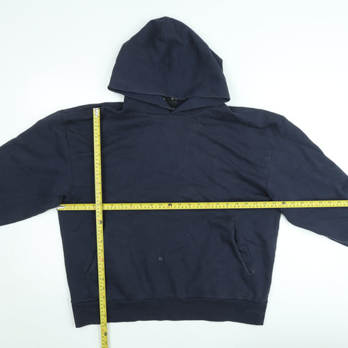 Bravian Men’s Navy Blue Pullover Hoodie L Cotton Graphic Logo