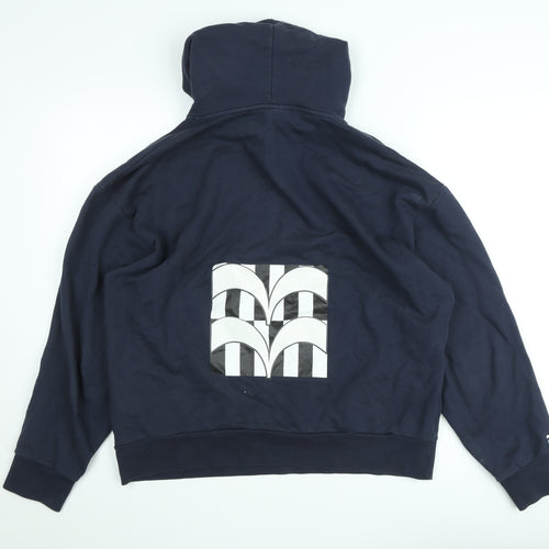 Bravian Men’s Navy Blue Pullover Hoodie L Cotton Graphic Logo