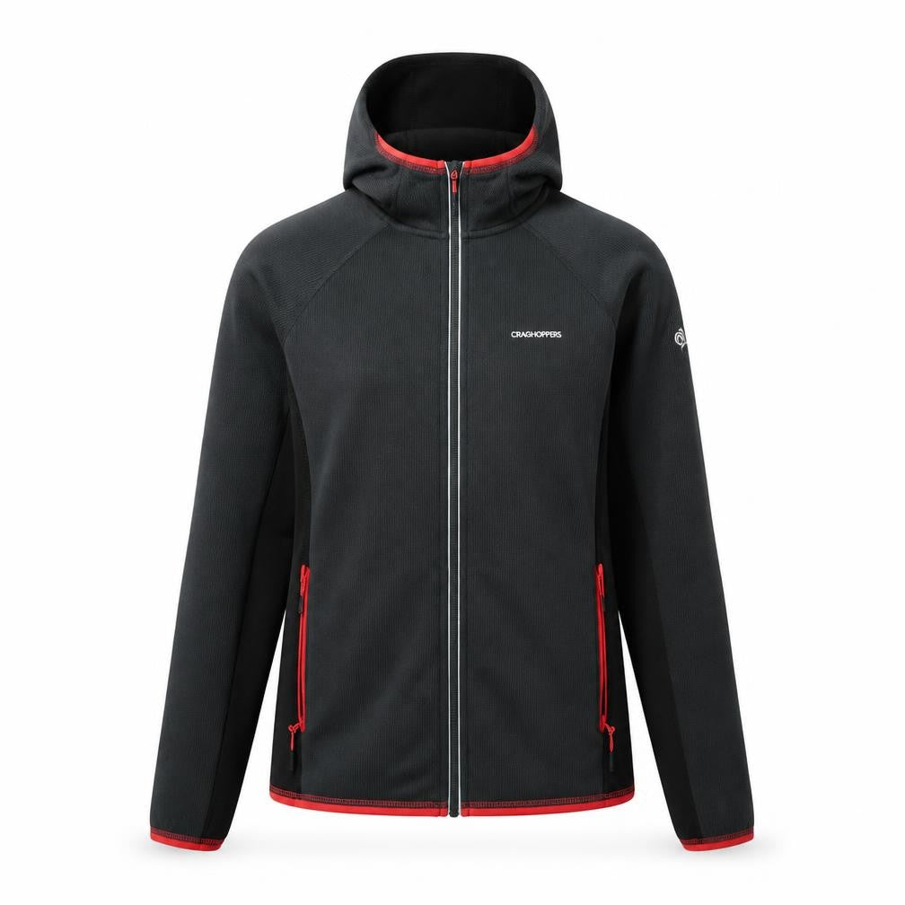 Front view of Craghoppers Women's Black Softshell Hooded Jacket UK 12