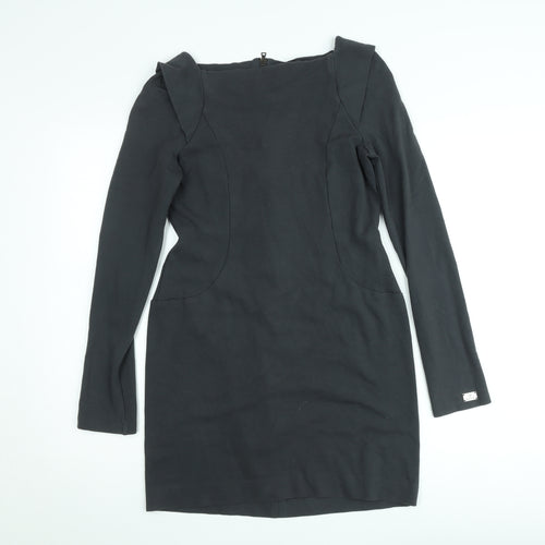 Gaudi Womens Black Bodycon Short Dress Size M Long Sleeve Formal