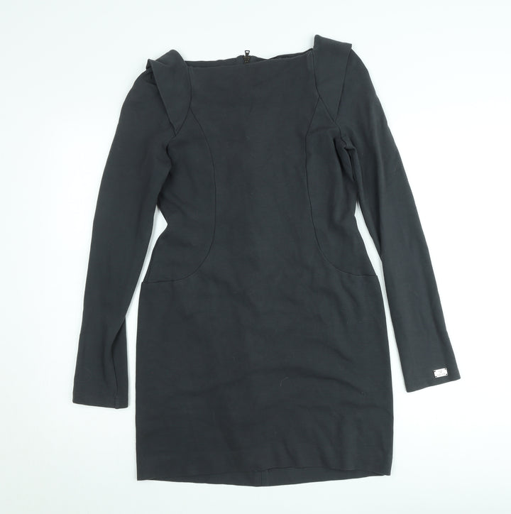 Gaudi Womens Black Bodycon Short Dress Size M Long Sleeve Formal