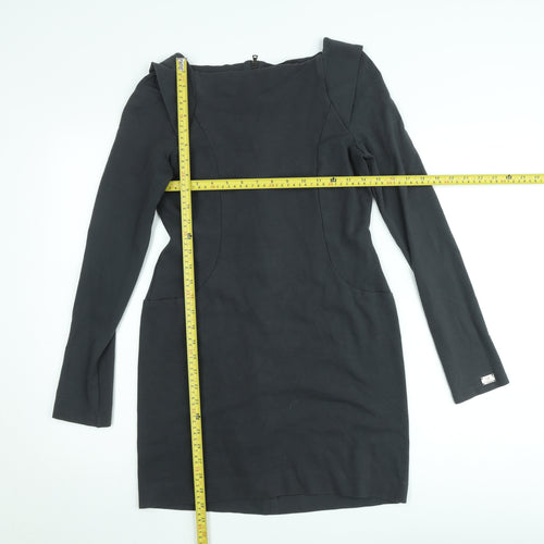 Gaudi Womens Black Bodycon Short Dress Size M Long Sleeve Formal