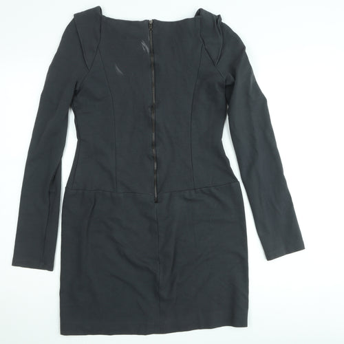 Gaudi Womens Black Bodycon Short Dress Size M Long Sleeve Formal