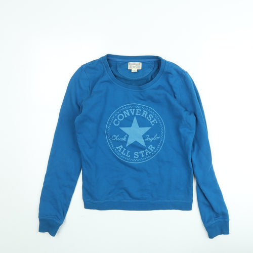Converse Boys Blue Pullover Sweatshirt M Crew Neck Long Sleeve Logo Cotton