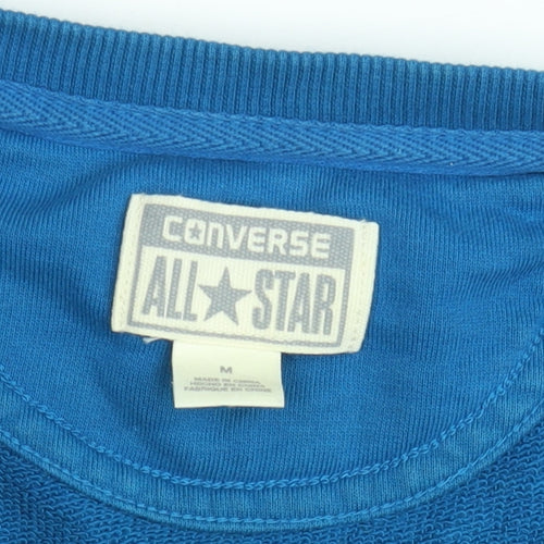 Converse Boys Blue Pullover Sweatshirt M Crew Neck Long Sleeve Logo Cotton