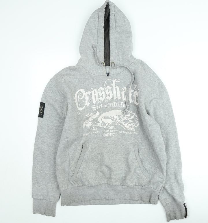 Crosshatch Grey Graphic Pullover Hoodie Womens Large