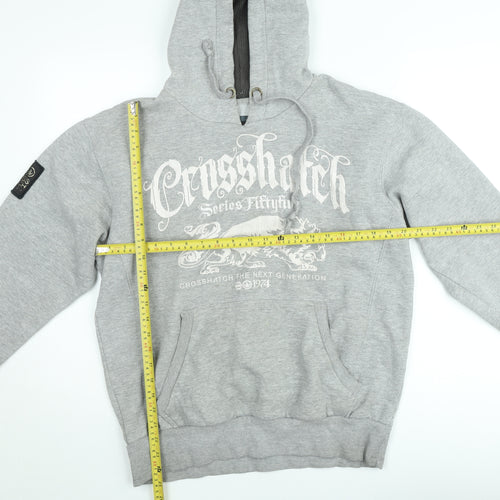 Crosshatch Grey Graphic Pullover Hoodie Womens Large