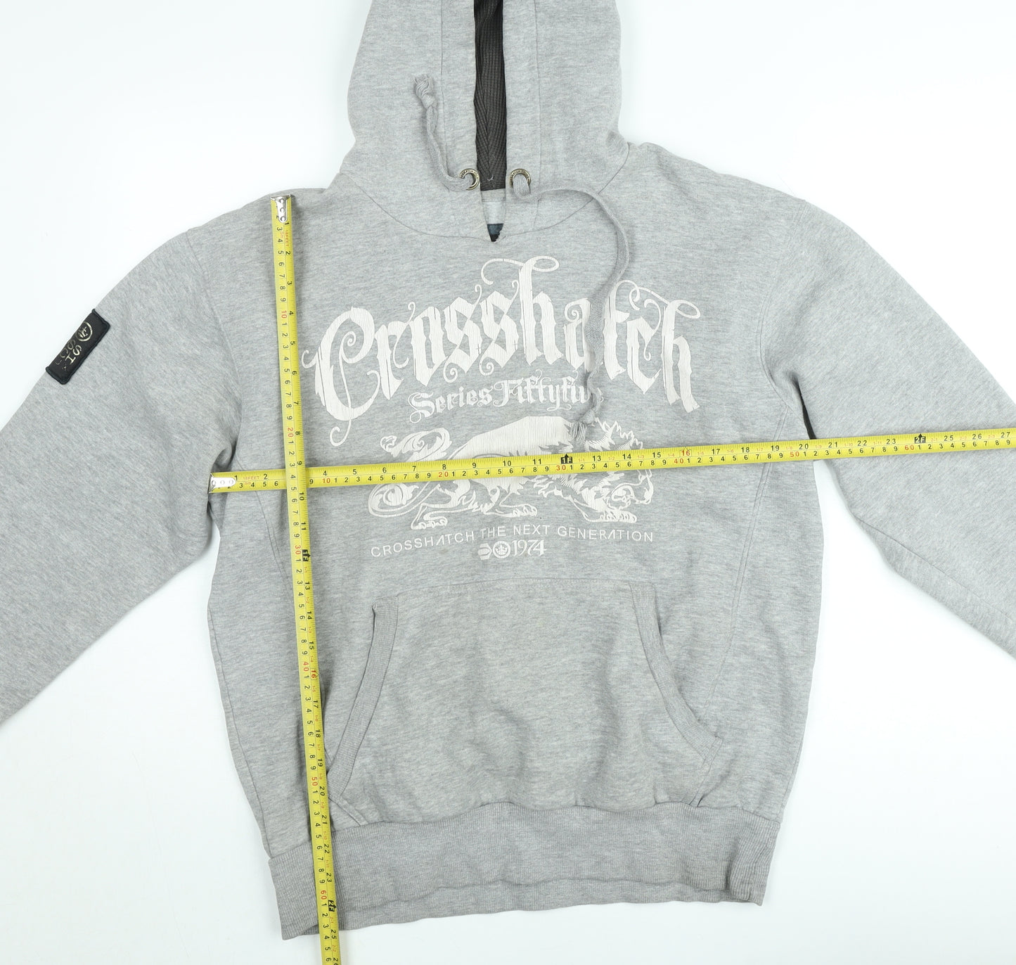 Crosshatch Grey Graphic Pullover Hoodie Womens Large