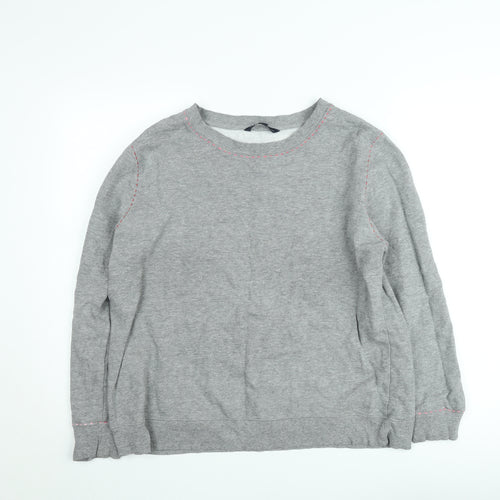 French Connection Women Grey XL Cotton Crew Neck Sweatshirt