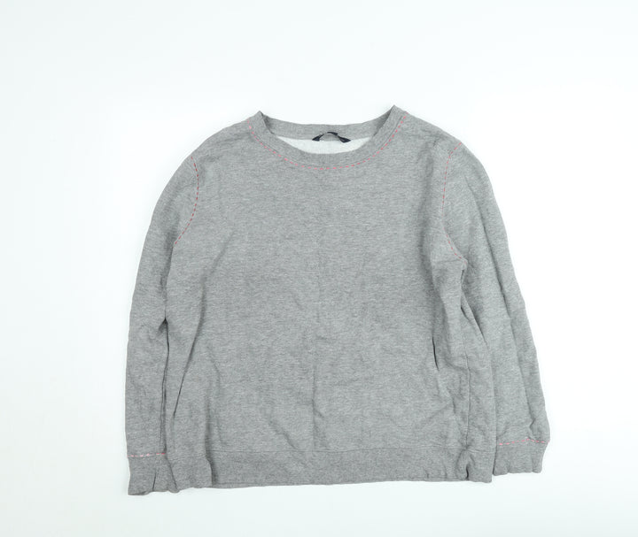 French Connection Women Grey XL Cotton Crew Neck Sweatshirt