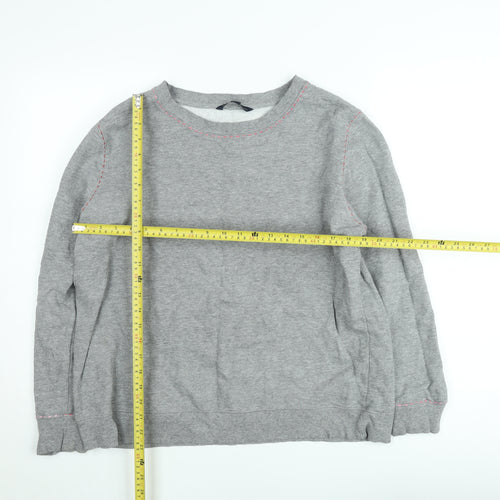 French Connection Women Grey XL Cotton Crew Neck Sweatshirt