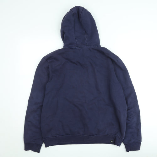 Puma Men's Blue Pullover Hoodie M Logo Sports Fleece Sweatshirt