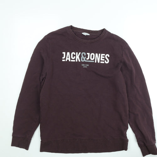 Jack & Jones Men’s Brown Pullover Sweatshirt Size M Crew Neck Core Logo