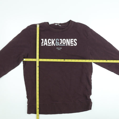 Jack & Jones Men’s Brown Pullover Sweatshirt Size M Crew Neck Core Logo