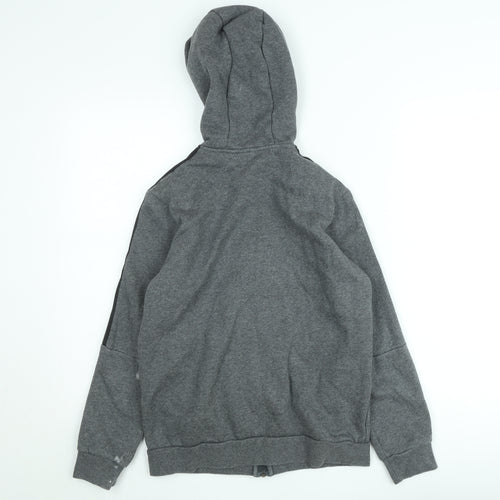 Adidas Teens Grey Full Zip Hoodie Size 164 Fleece Lined Sports Style