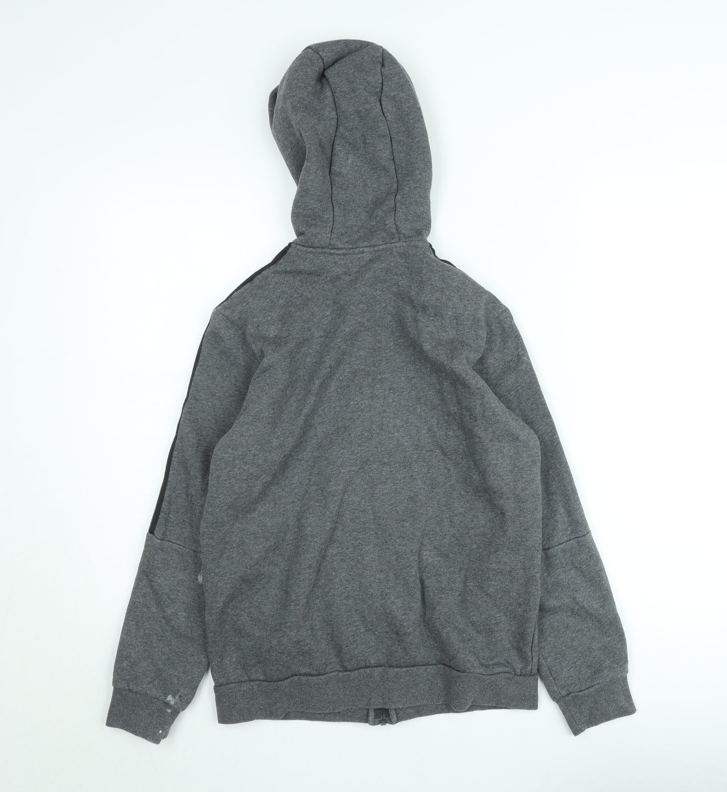 Adidas Teens Grey Full Zip Hoodie Size 164 Fleece Lined Sports Style