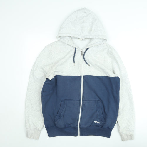 Lee Cooper Men's Grey & Navy Full Zip Hoodie Size M