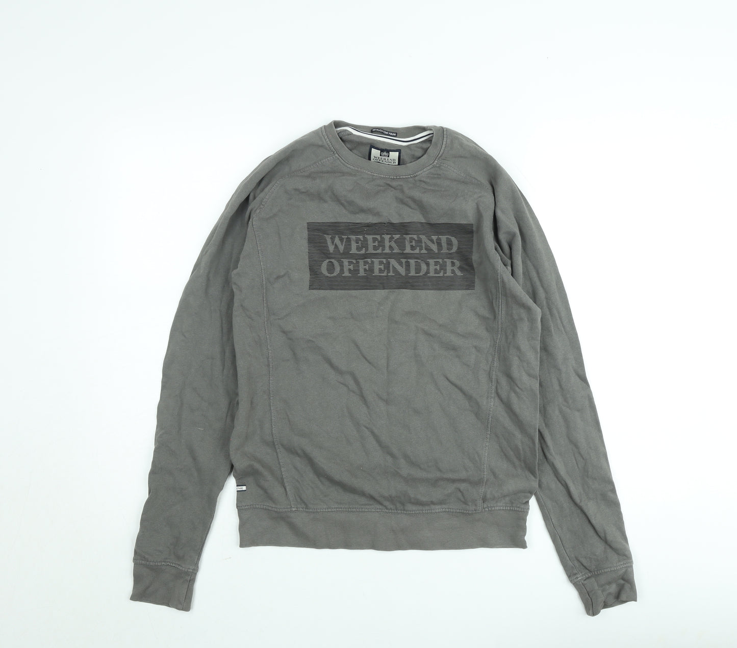 Weekend Offender Men's Grey XS Logo Crew Neck Sweatshirt
