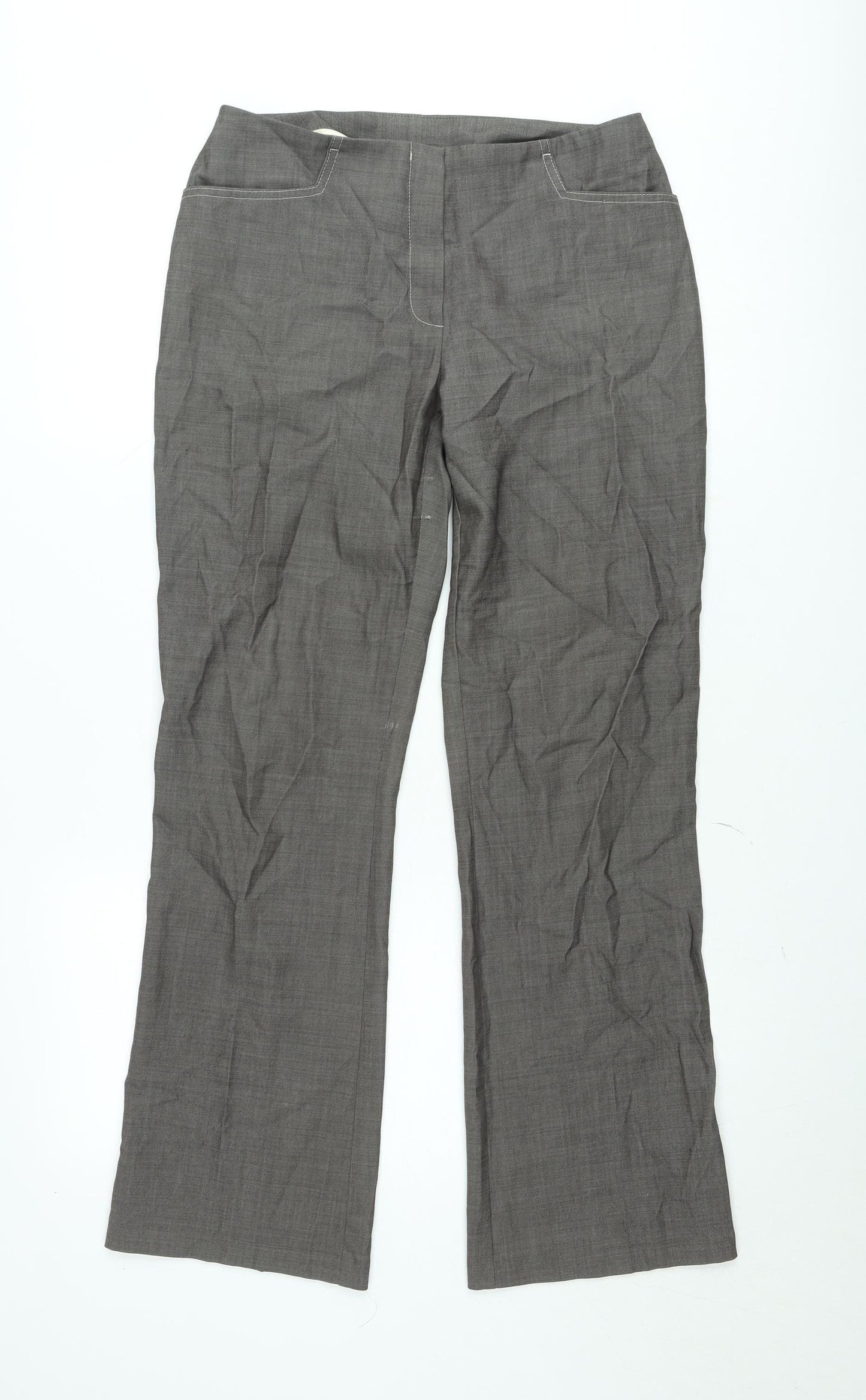 Next Men's Grey Regular Fit Wool Blend Dress Trousers Size 10