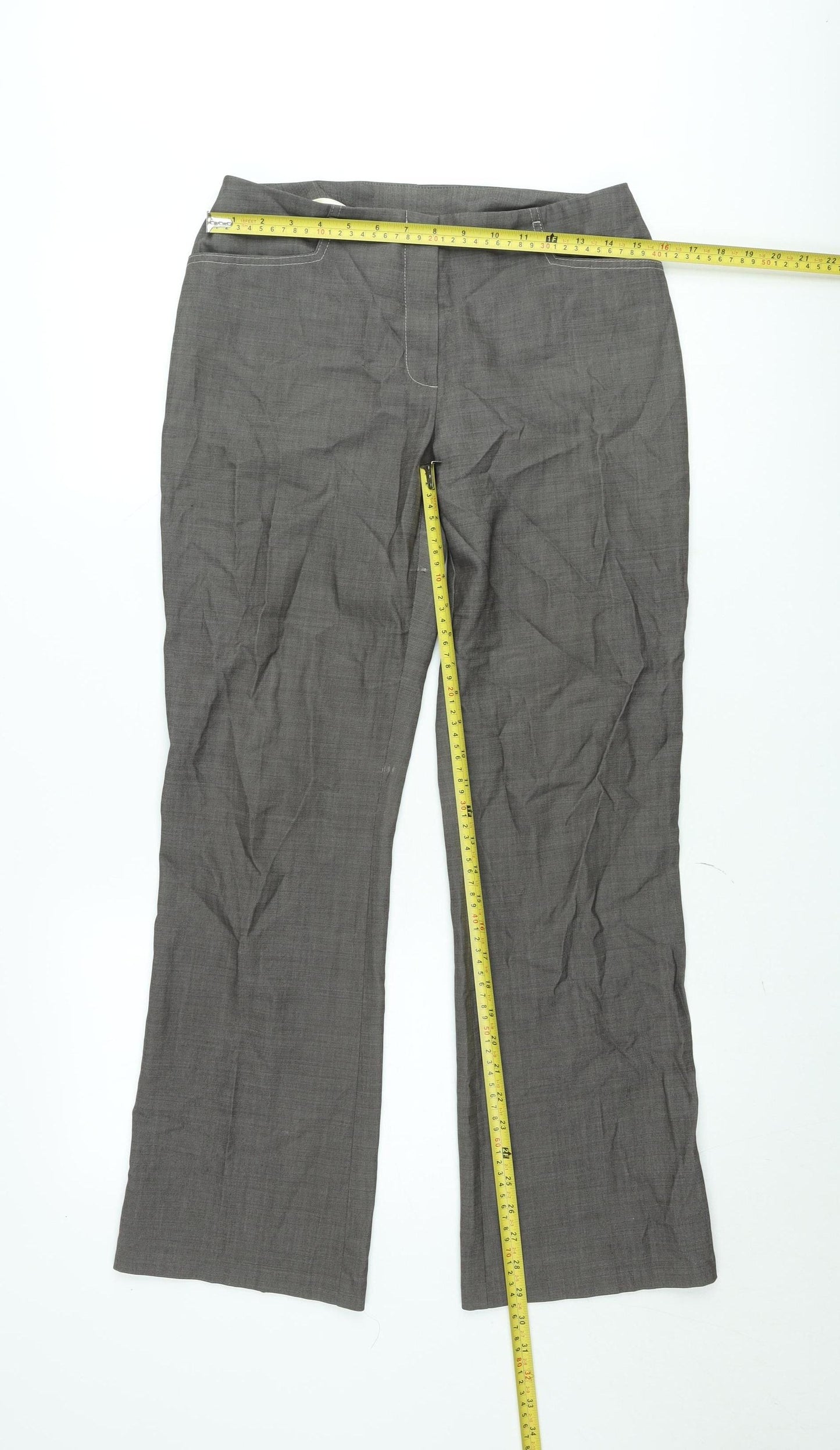 Next Men's Grey Regular Fit Wool Blend Dress Trousers Size 10