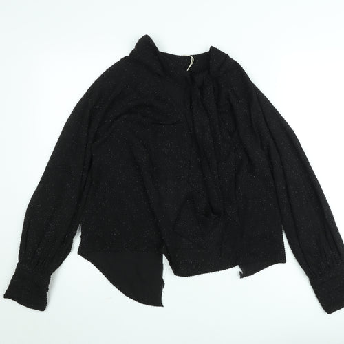 Next Womens Black Glitter Long Sleeve Tunic Blouse Size 10