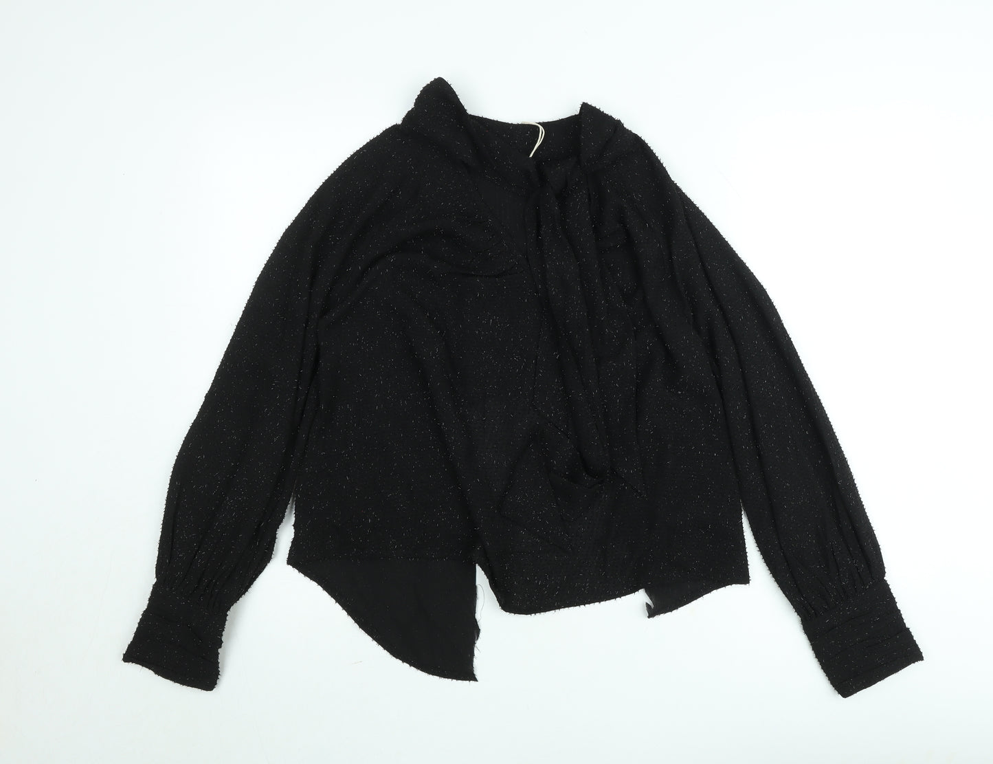 Next Womens Black Glitter Long Sleeve Tunic Blouse Size 10