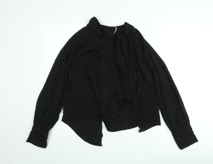 Next Womens Black Glitter Long Sleeve Tunic Blouse Size 10