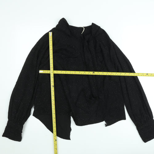Next Womens Black Glitter Long Sleeve Tunic Blouse Size 10