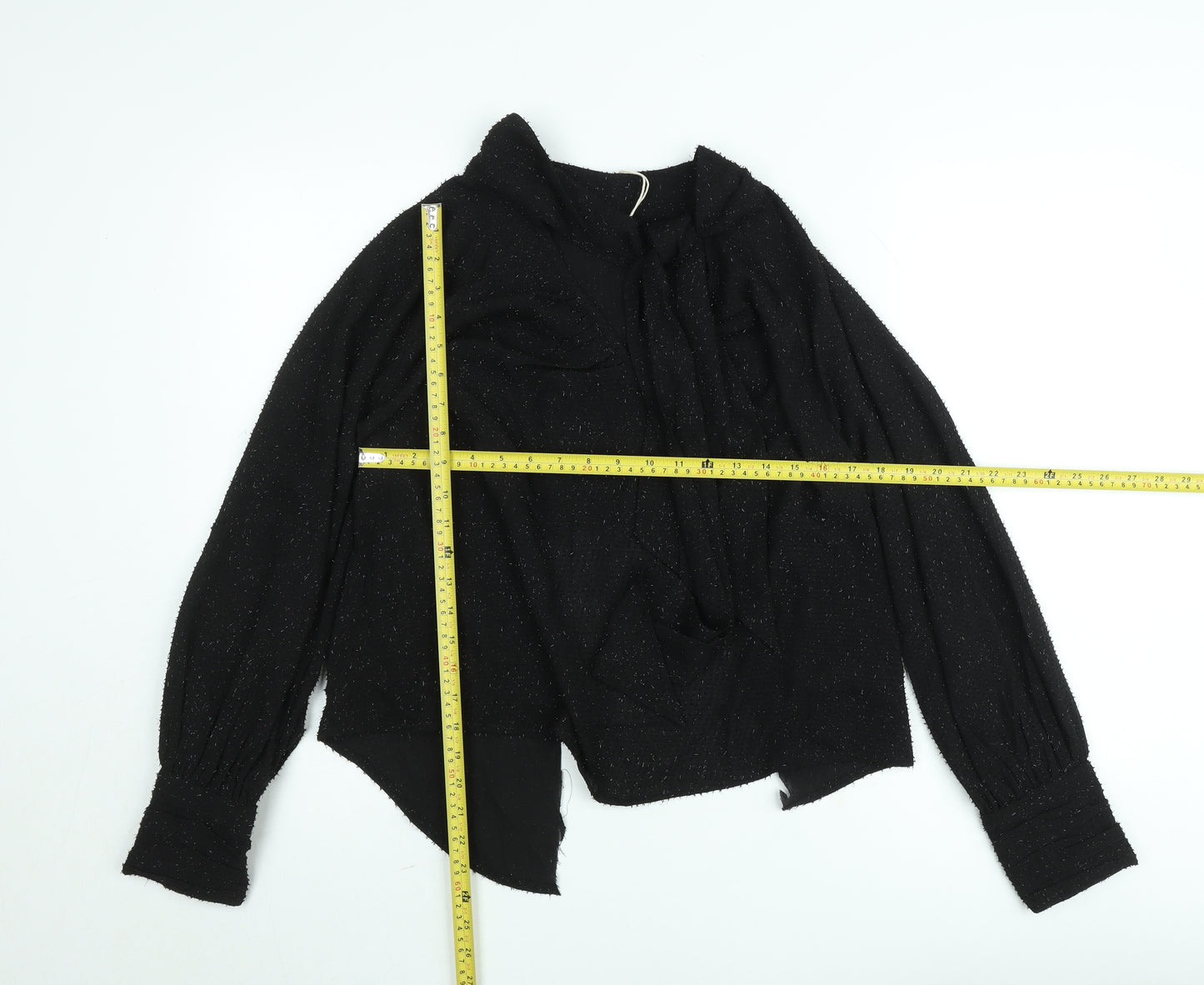 Next Womens Black Glitter Long Sleeve Tunic Blouse Size 10