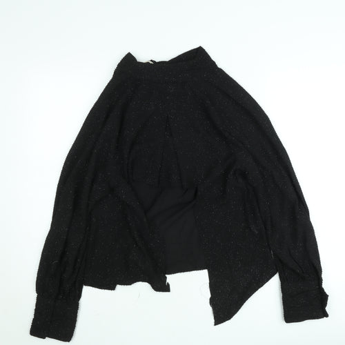 Next Womens Black Glitter Long Sleeve Tunic Blouse Size 10