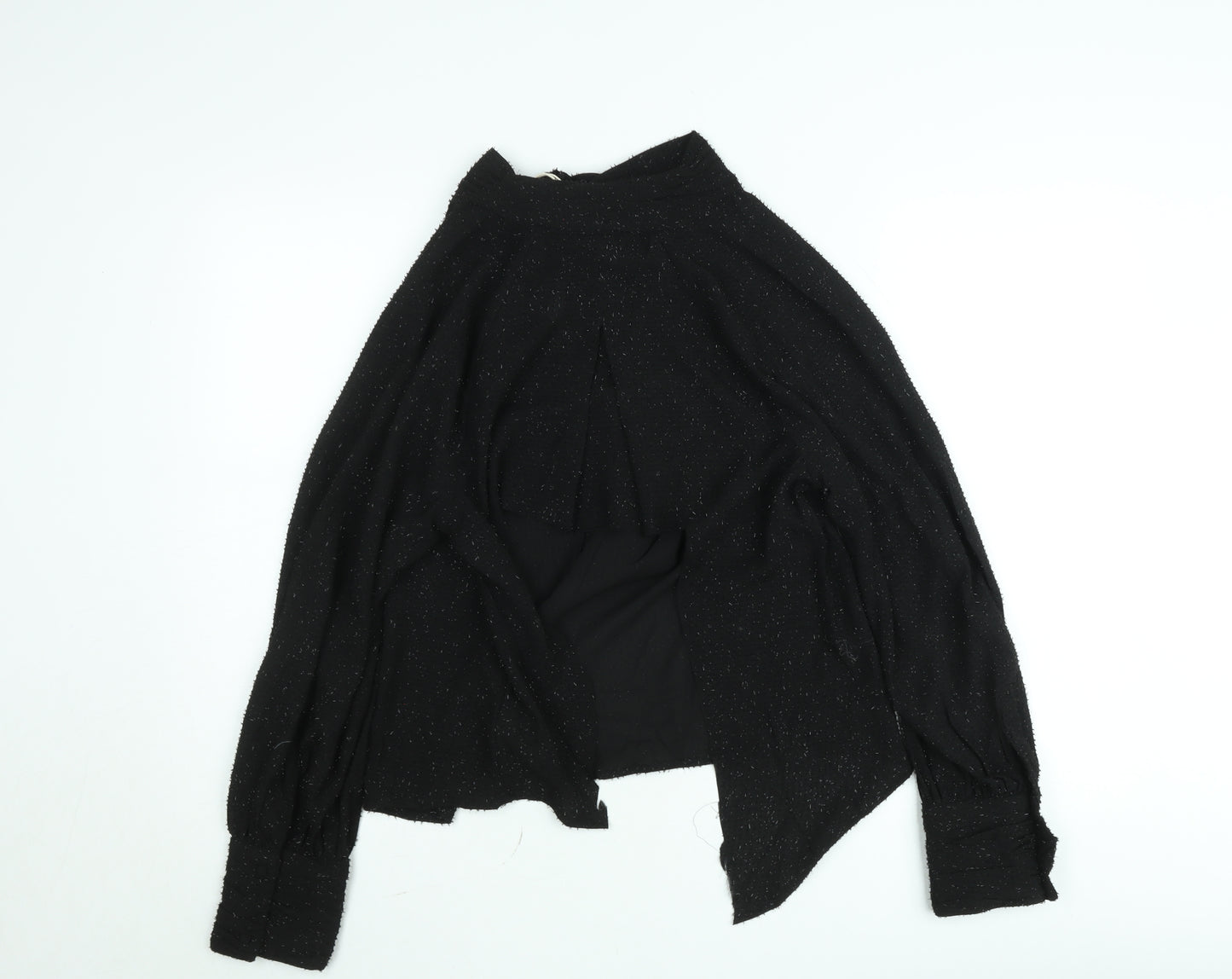 Next Womens Black Glitter Long Sleeve Tunic Blouse Size 10