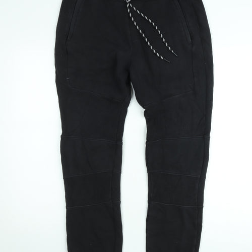 USATH Mens Black Fleece Jogger Trousers Size M Regular Fit Activewear