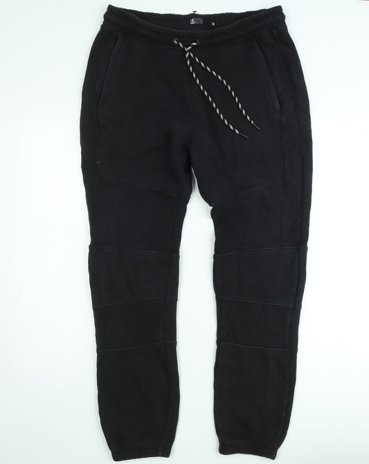 USATH Mens Black Fleece Jogger Trousers Size M Regular Fit Activewear