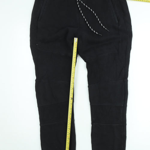 USATH Mens Black Fleece Jogger Trousers Size M Regular Fit Activewear