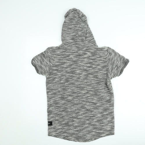 FSBN Men's Grey Short Sleeve Slim Fit Hoodie Sweatshirt Size S