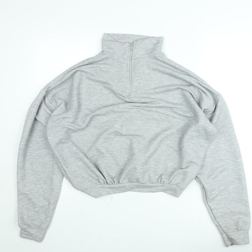 Boohoo Women Grey Small Half Zip High Neck Sweatshirt