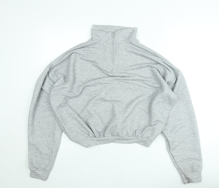 Boohoo Women Grey Small Half Zip High Neck Sweatshirt