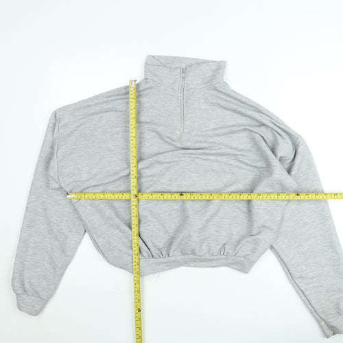 Boohoo Women Grey Small Half Zip High Neck Sweatshirt